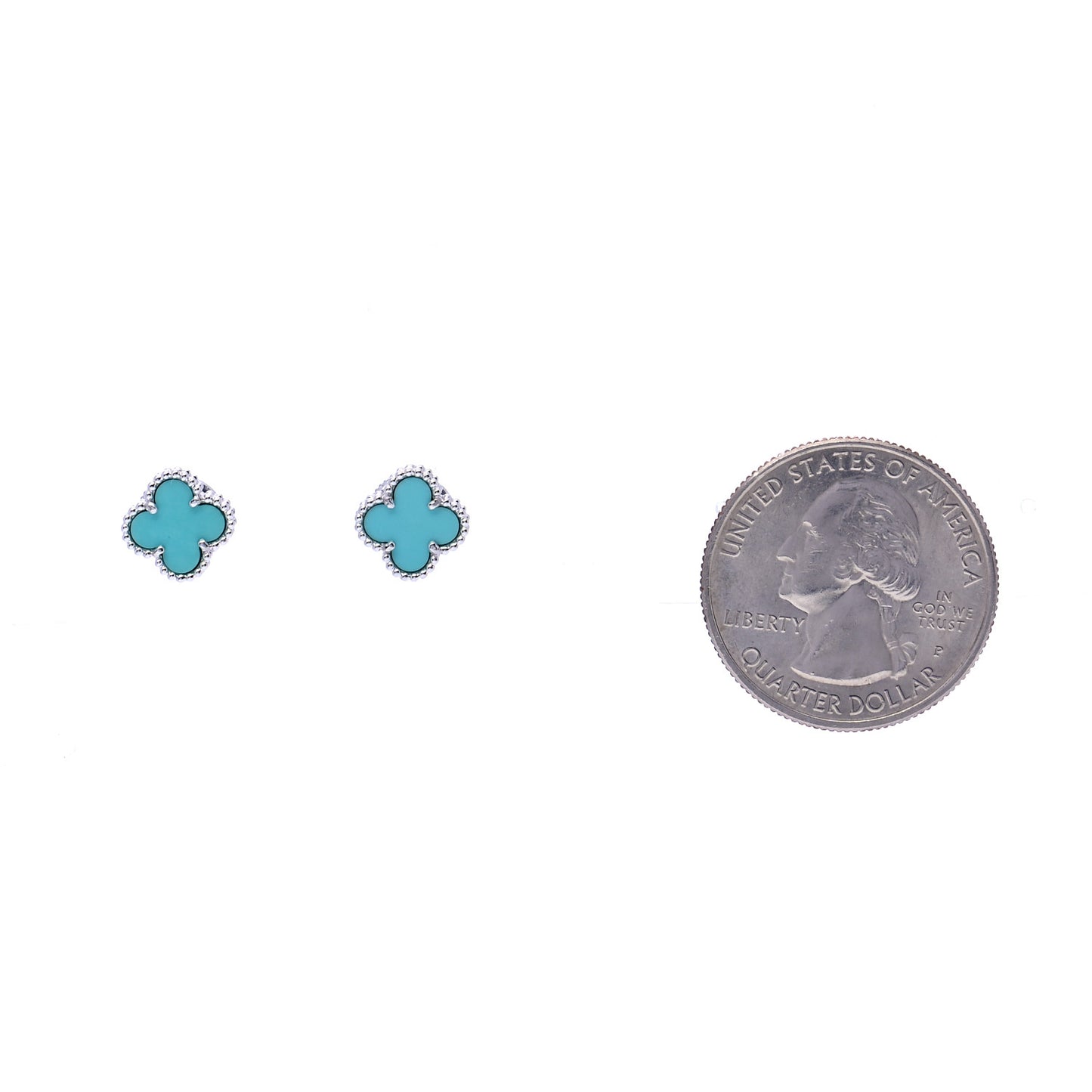 18K White Gold Turquoise Sweet Alhambra Earrings