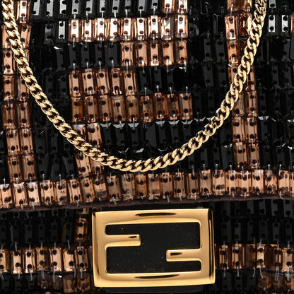 Fendi Crystal Vitello King FF Beaded Nano Baguette Charm Moro Black 7 of 10