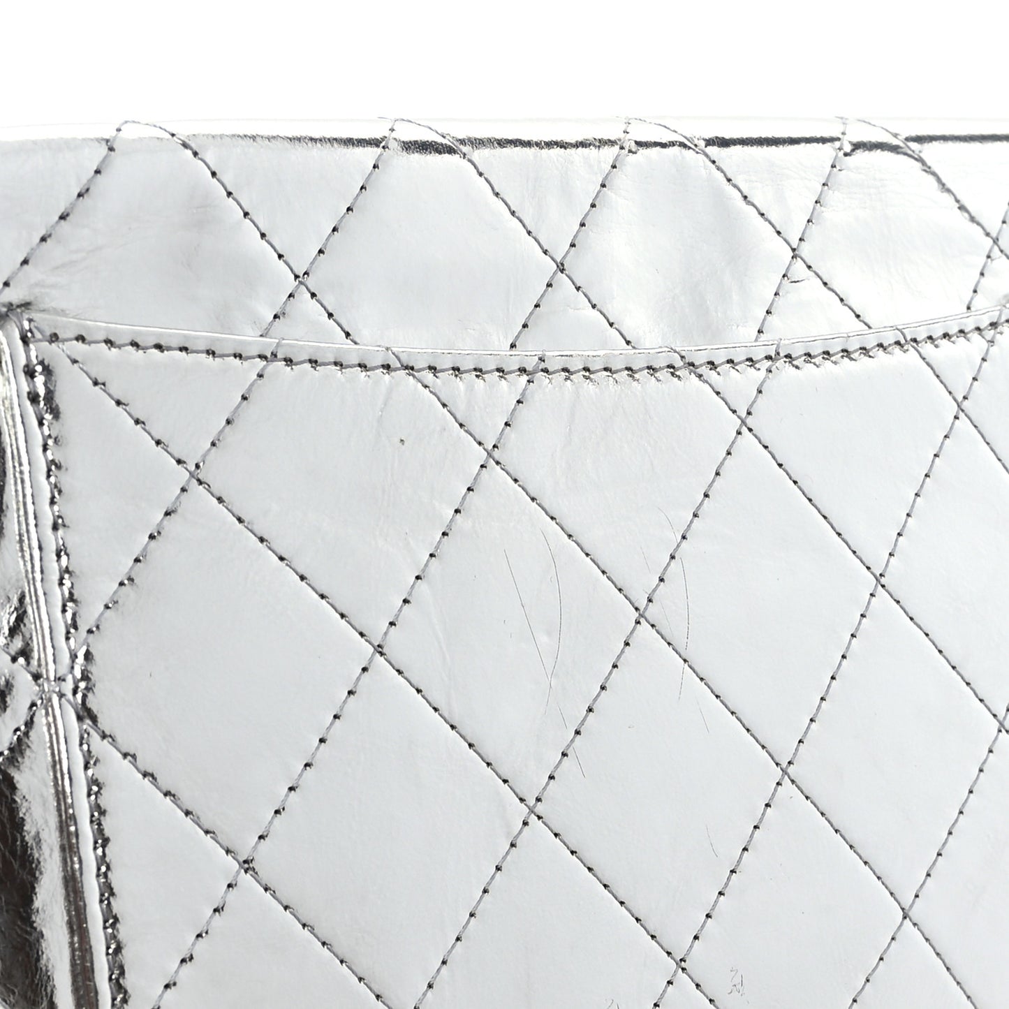Metallic Crumpled Calfskin Small 31 Pouch Silver