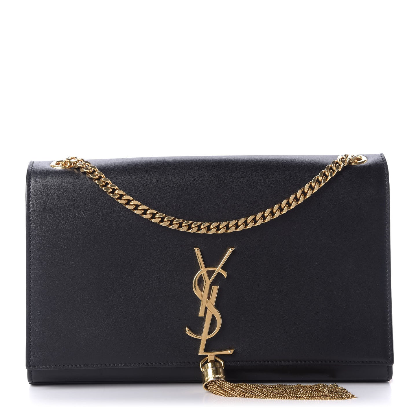 Smooth Calfskin Medium Classic Monogram Kate Tassel Satchel Black