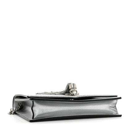 Saint Laurent Metallic Grain De Poudre Clasic Monogram Kate Tassel Chain Wallet Argento 4 of 16