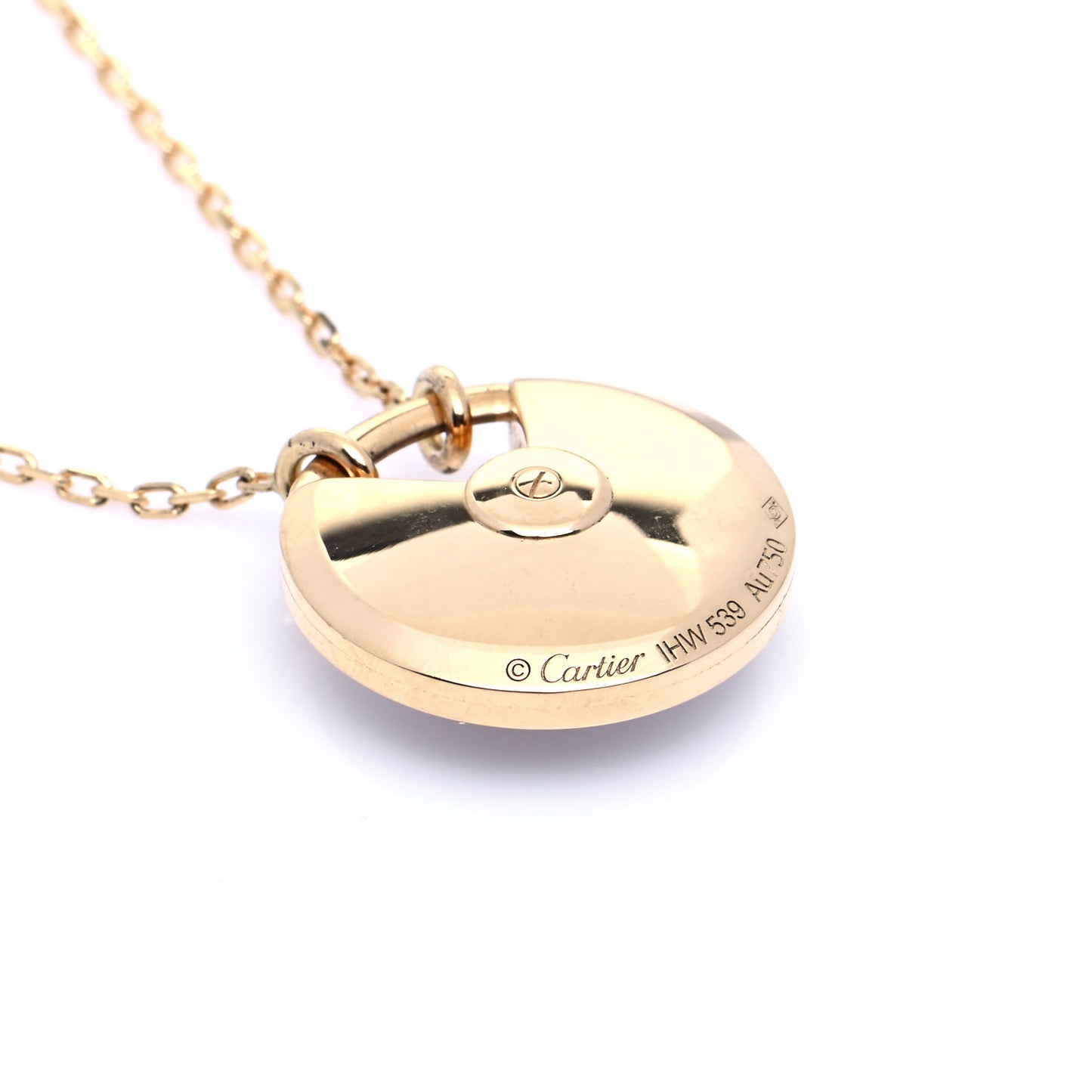 18K Yellow Gold Diamond Mother of Pearl SM Amulette de Cartier Pendant Necklace