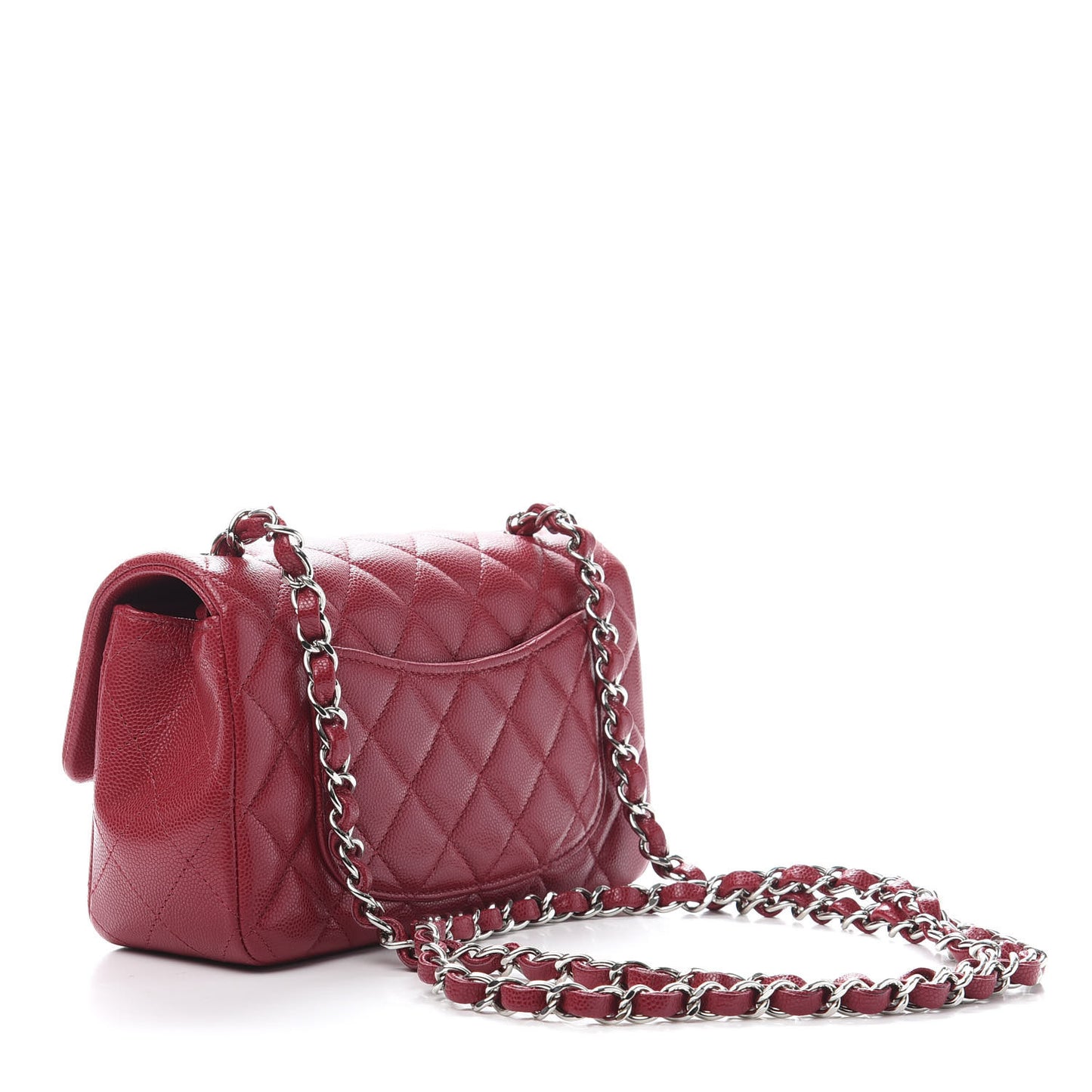 Caviar Quilted Mini Rectangular Flap Dark Pink