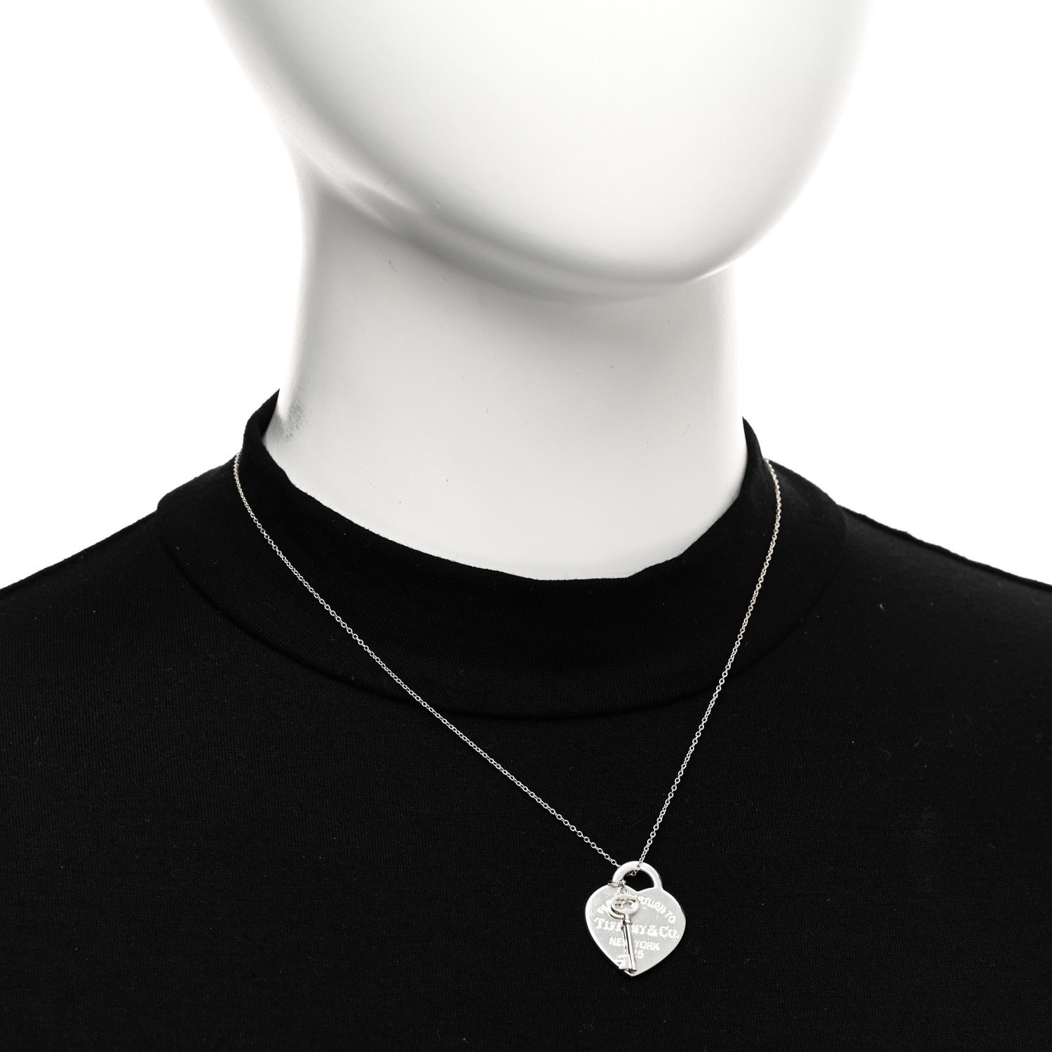 Tiffany Sterling Silver Return to Tiffany Heart Tag Key Pendant Necklace 2 of 4