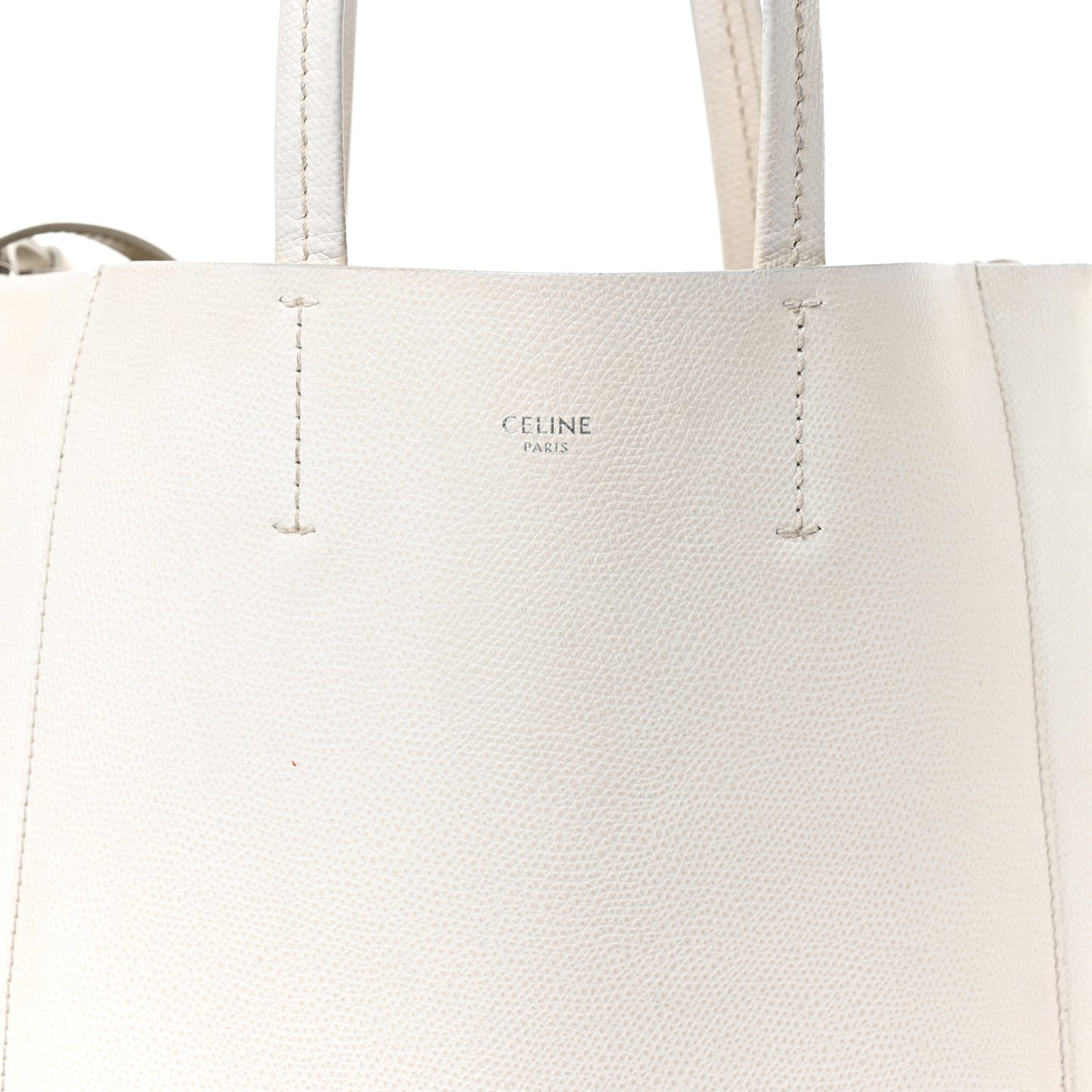 Grained Calfskin Small Vertical Cabas Cream