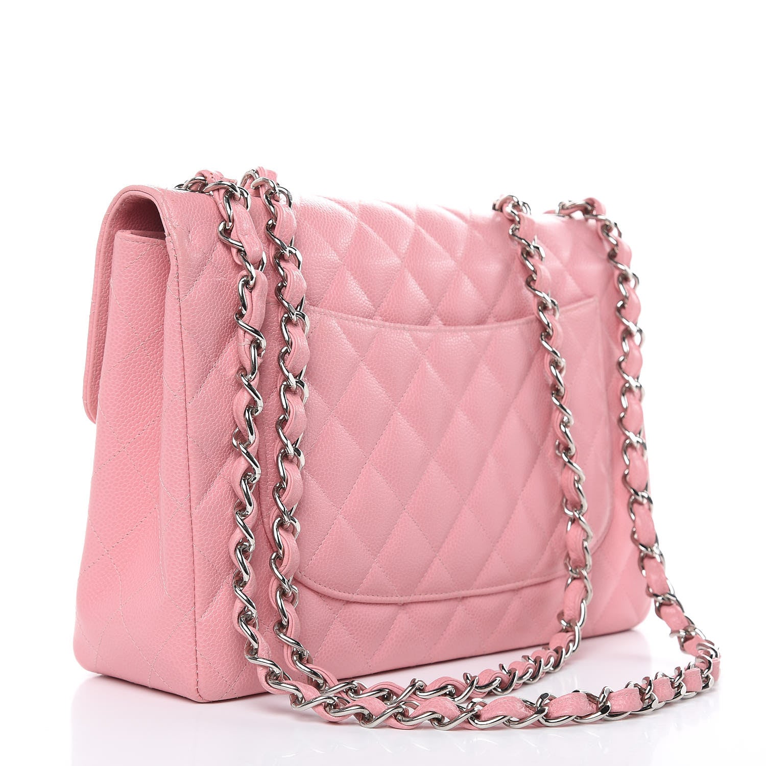Chanel Caviar Quilted Jumbo Single Flap Pink 3 of 13