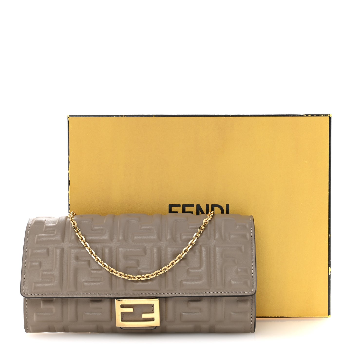 Nappa Matisse FF Embossed Continental Wallet On Chain Tortora