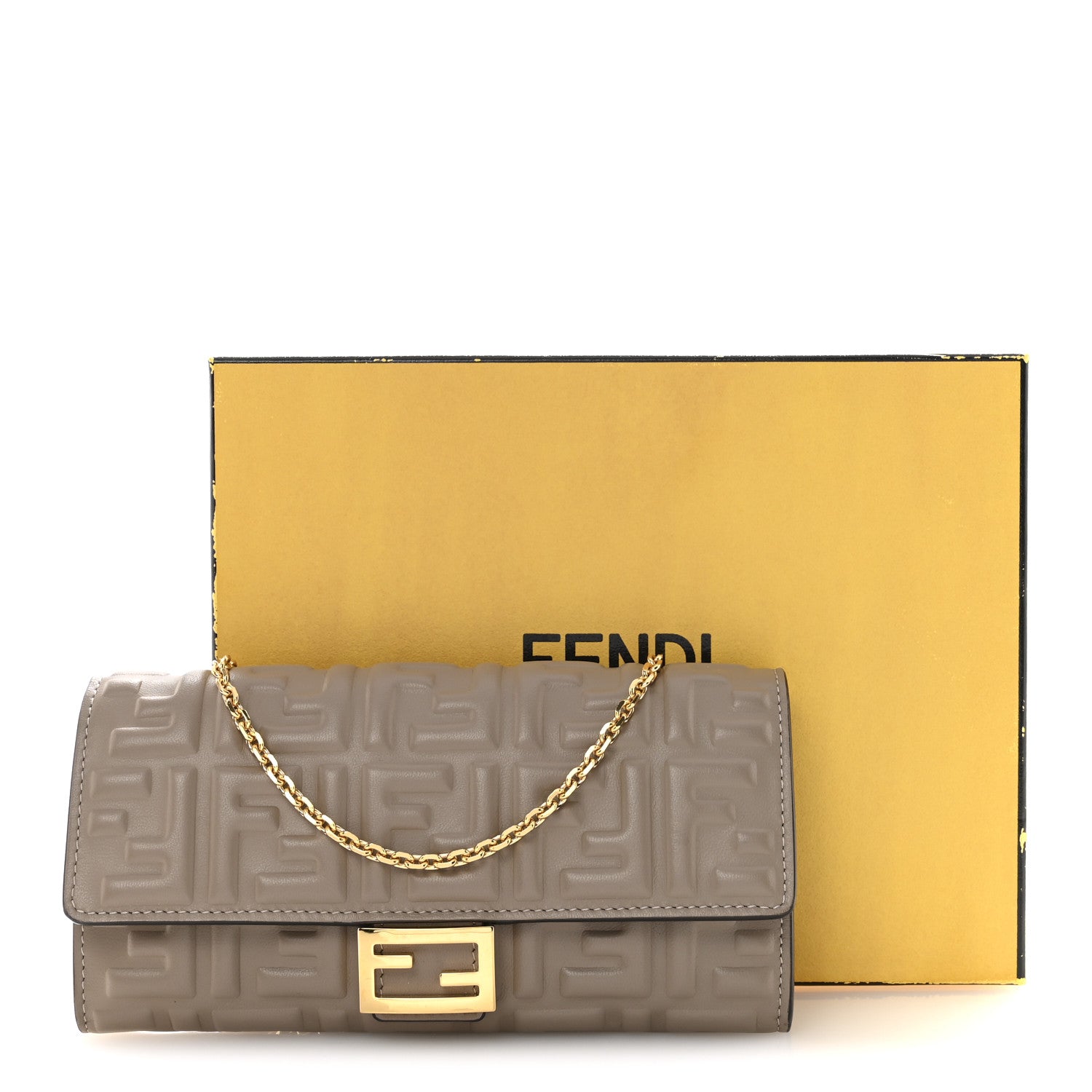 Fendi Nappa Matisse FF Embossed Continental Wallet On Chain Tortora 12 of 12
