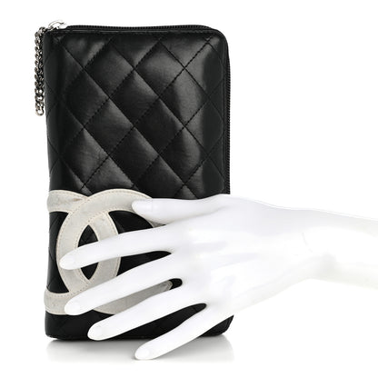 Chanel Calfskin Cambon Zip Around Organizer Wallet Black White 2 of 13