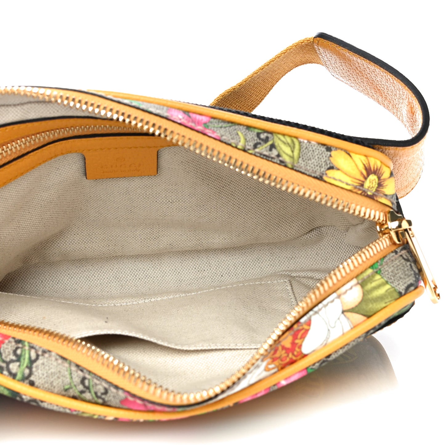 GG Supreme Monogram Flora Medium Ophidia Belt Bag Beige Multicolor Crop