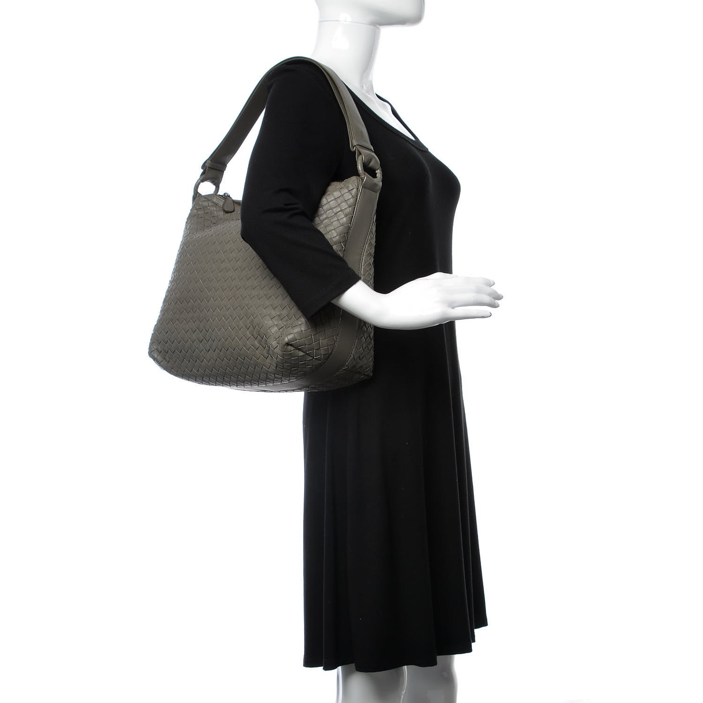 Nappa Intrecciato Pyramid Hobo Light Grey