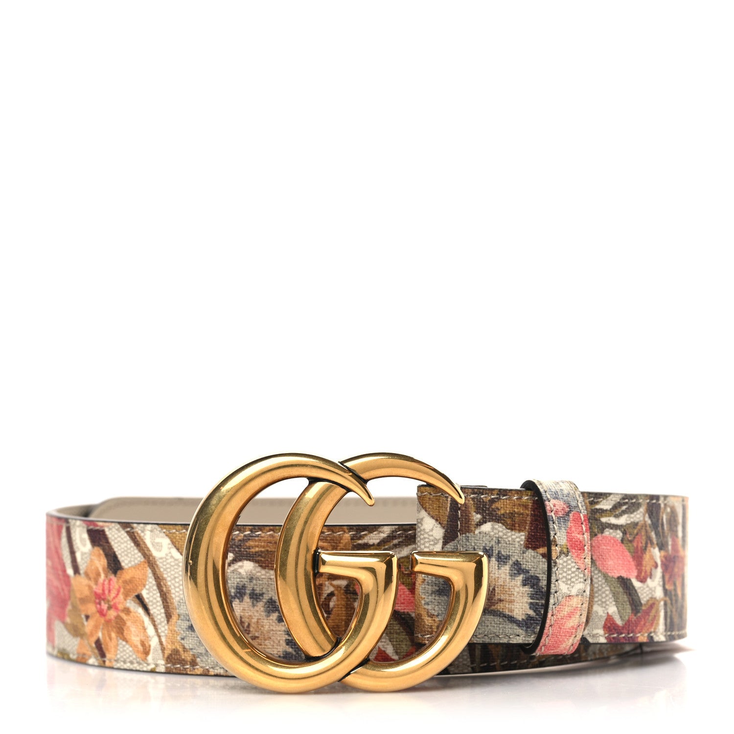 Gucci GG Supreme Monogram Water Flora Double G 40mm Belt 70 28 Beige White Multicolor 1 of 6