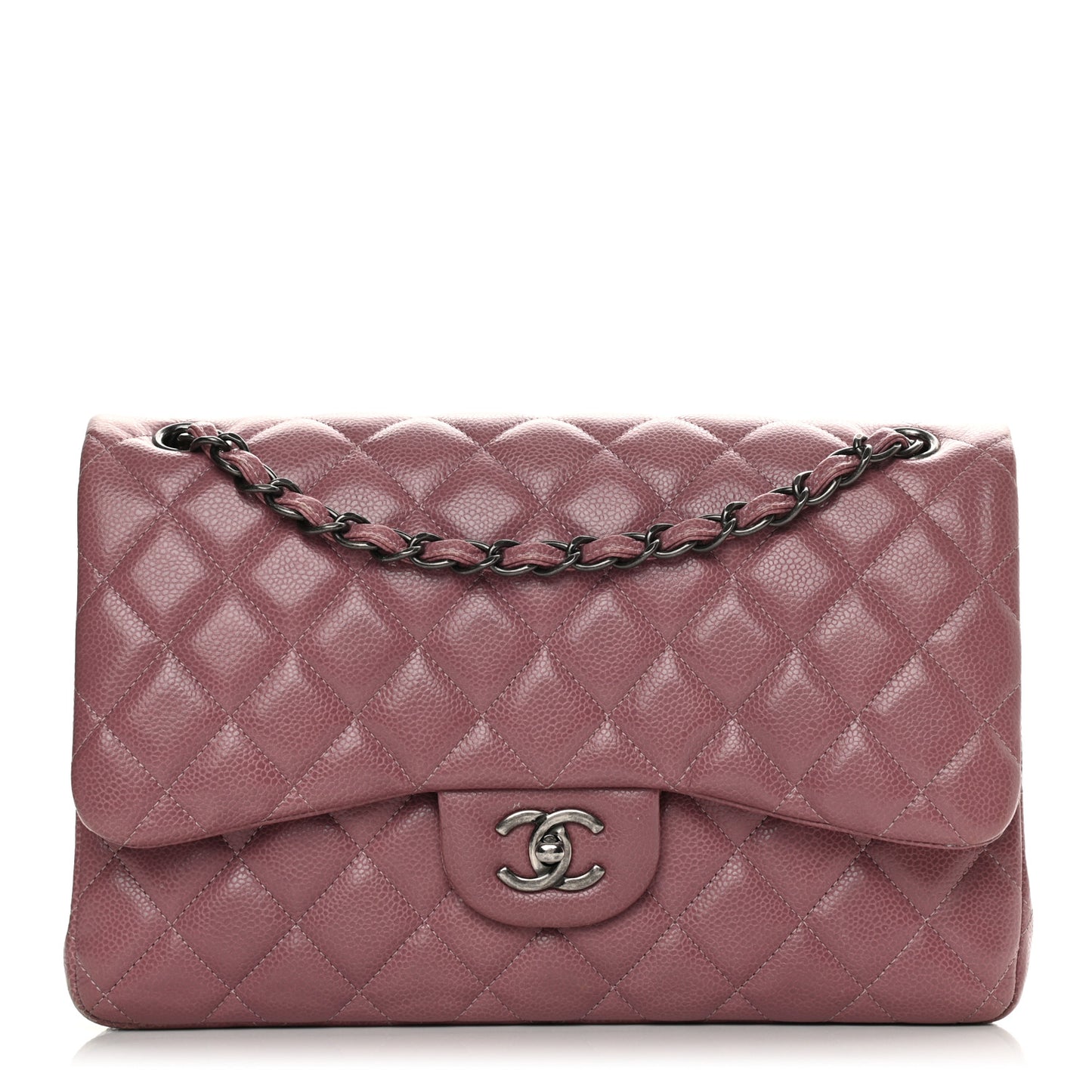 Caviar Quilted Jumbo Double Flap Light Purple