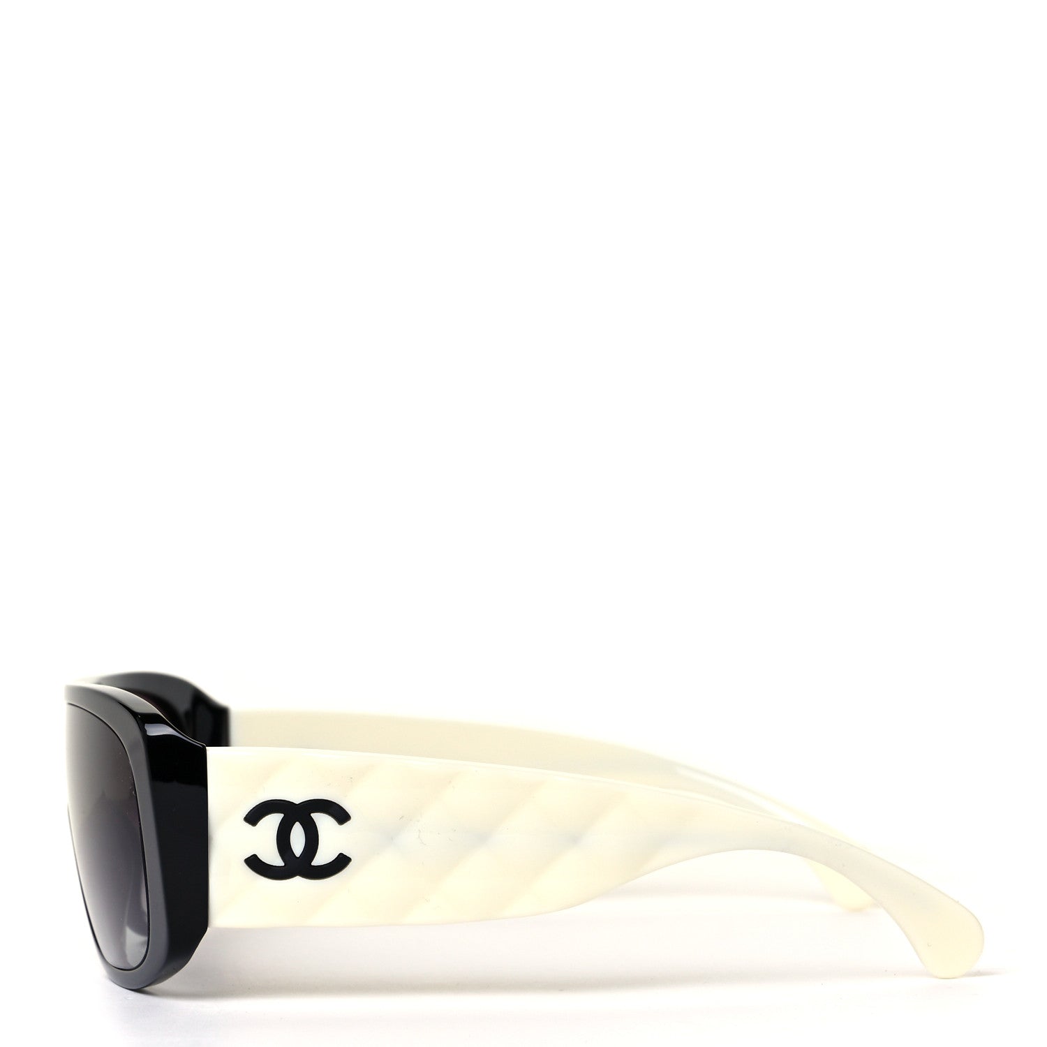 Chanel Acetate Shield Sunglasses 71466 White Black 3 of 7