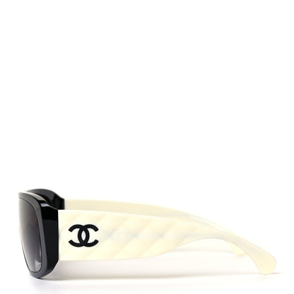 Chanel Acetate Shield Sunglasses 71466 White Black 3 of 7