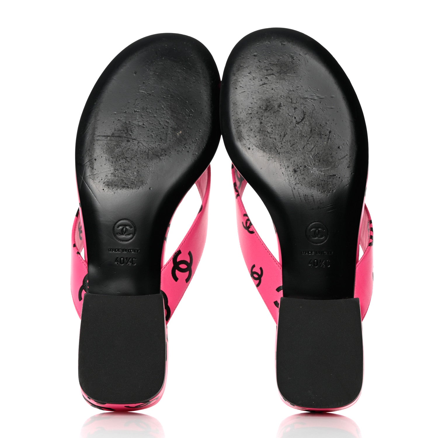 Chanel Printed Lambskin Coco Beach Thong Sandals 40.5 Dark Pink Black 5 of 8