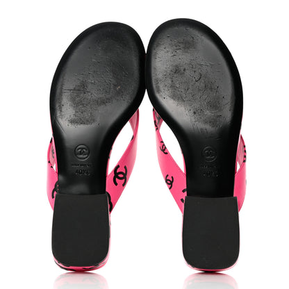 Chanel Printed Lambskin Coco Beach Thong Sandals 40.5 Dark Pink Black 5 of 8