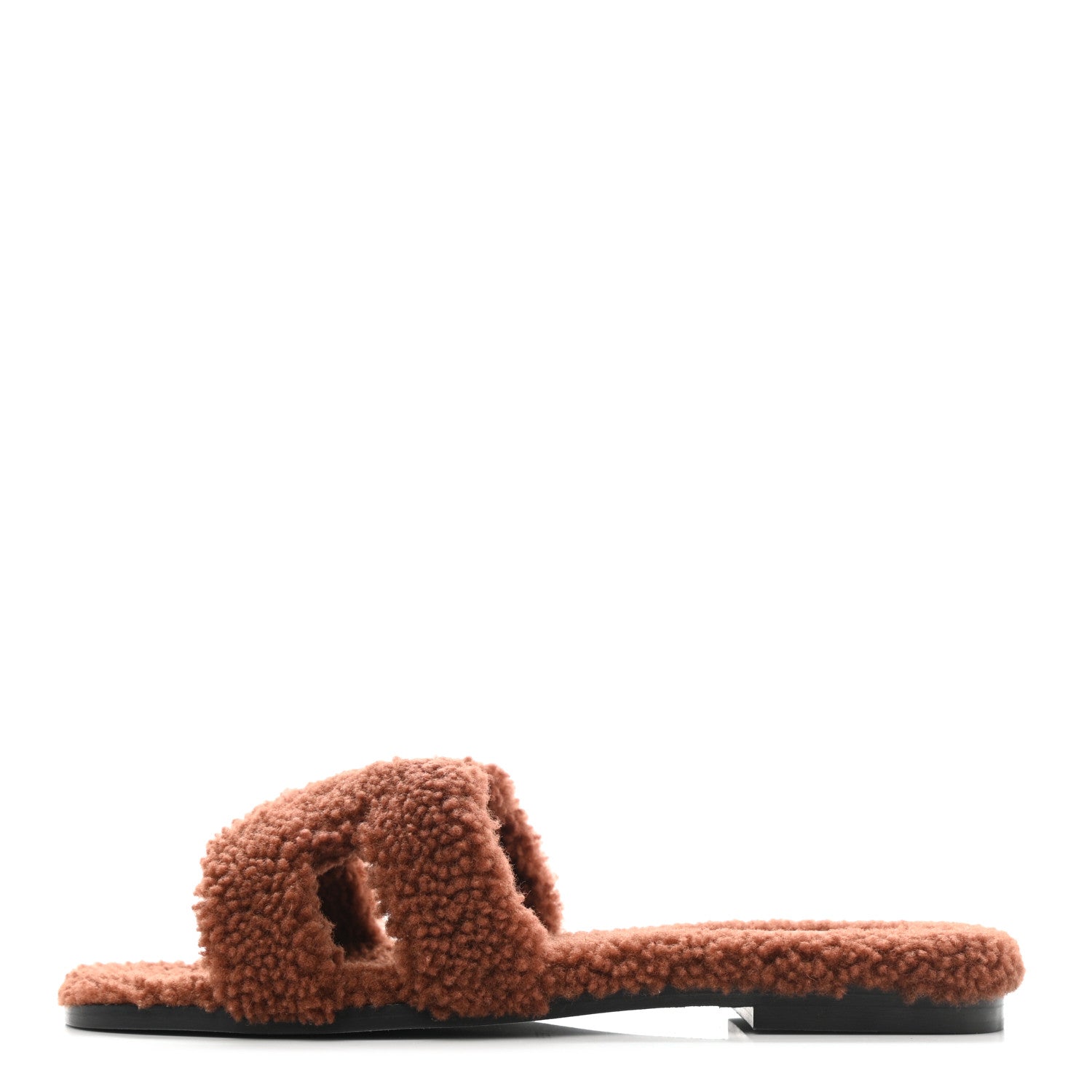 Hermes Woolskin Oran Sandals 38.5 Cognac 1 of 9