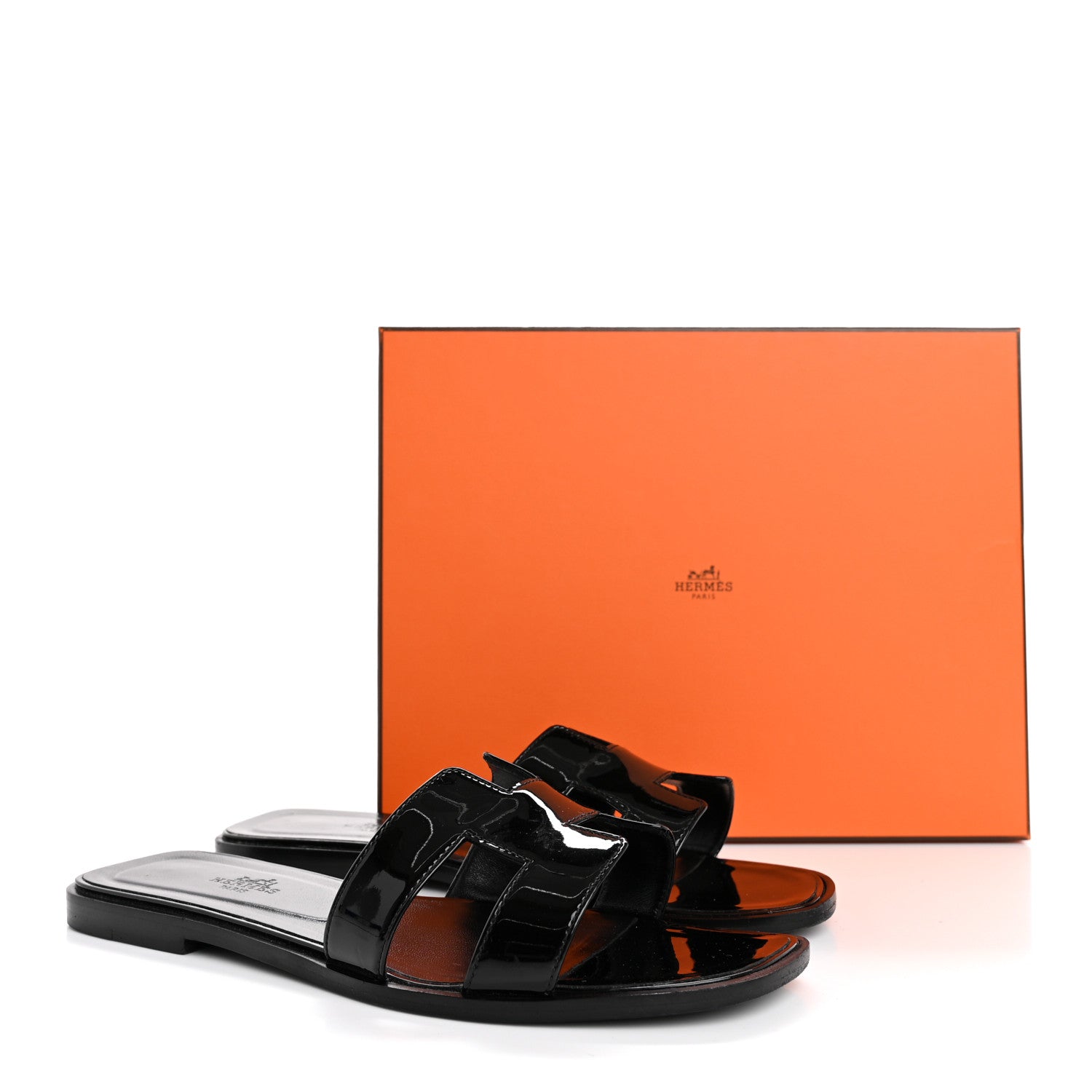 Hermes Patent Oran Sandals 39 Black 13 of 13