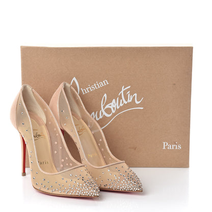 Christian Louboutin Suede Silk Crystal Strass Follies 100 Pumps 35.5 Version Light Silk 8 of 8
