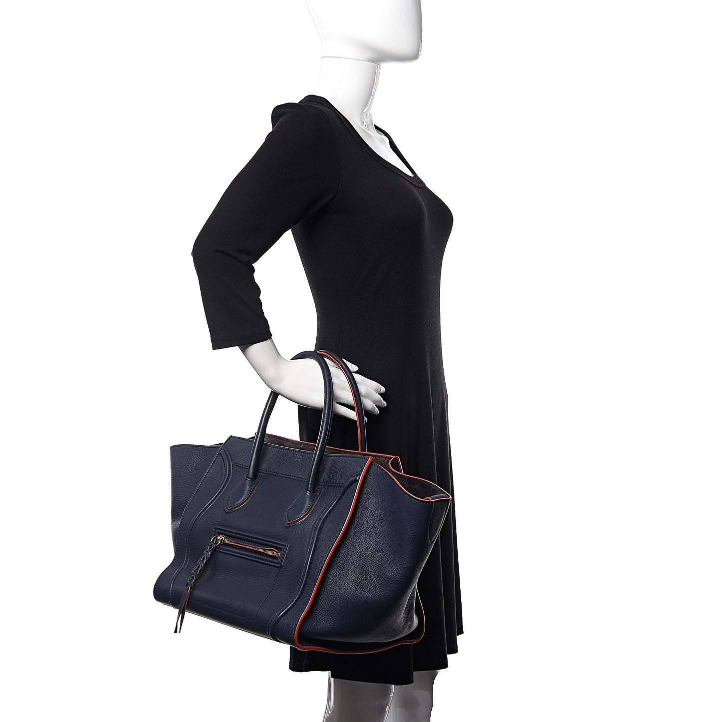 Baby Grained Calfskin Medium Phantom Luggage Midnight