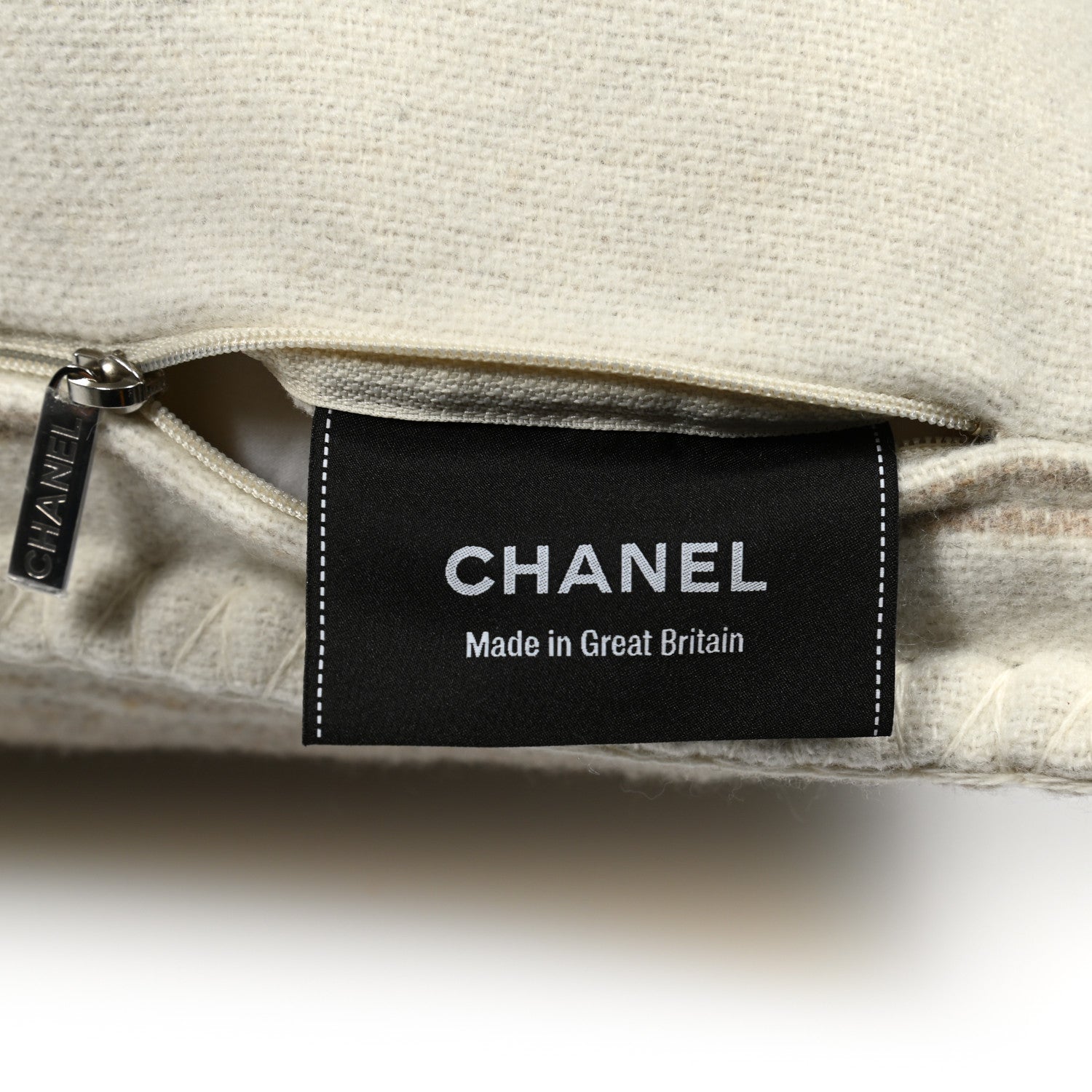 Chanel Merino Wool Cashmere CC Pillow Beige Off White 3 of 3
