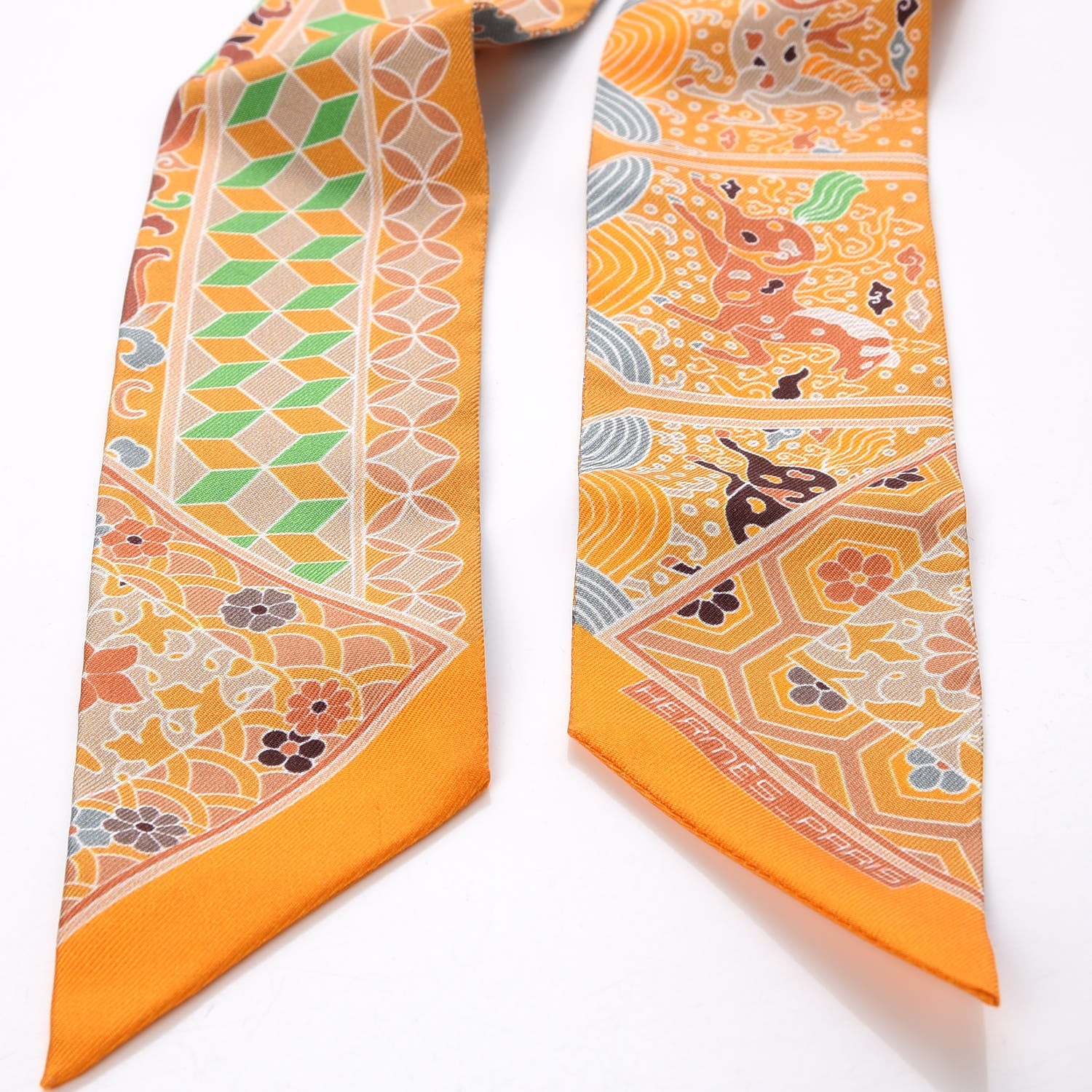 Hermes Silk Collections Imperiales Twilly Bouton D'Or Miel Vert 4 of 4