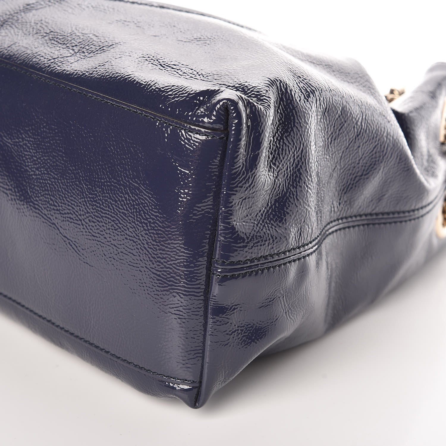 Gucci Patent Medium Soho Chain Shoulder Bag Uniform Blue 12 of 16