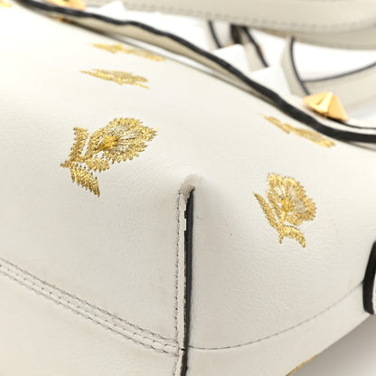 Fendi Vitello Dolce Lurex Floral Embroidered Studded Mini By The Way Boston Bag White 14 of 15