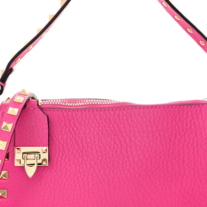 Valentino Garavani Pebbled Calfskin Small Rockstud Flip Lock Shoulder Bag Pink PP 7 of 9