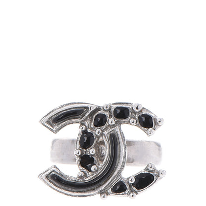 Chanel Ruthenium Enamel CC Ring 7 Black 1 of 4