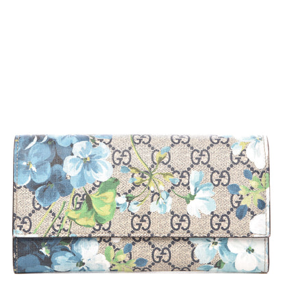 Gucci GG Supreme Monogram Blooms Continental Wallet Blue 1 of 9