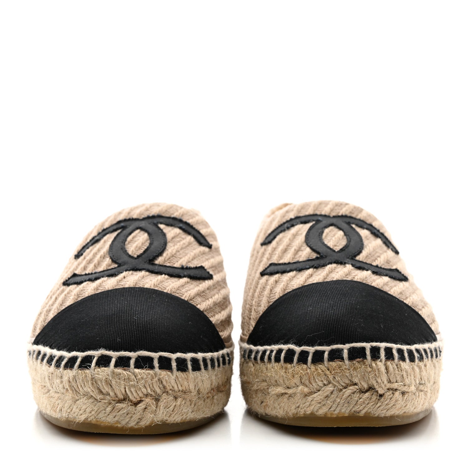 Chanel Tweed Grosgrain CC Espadrilles 39 Beige Black 2 of 12
