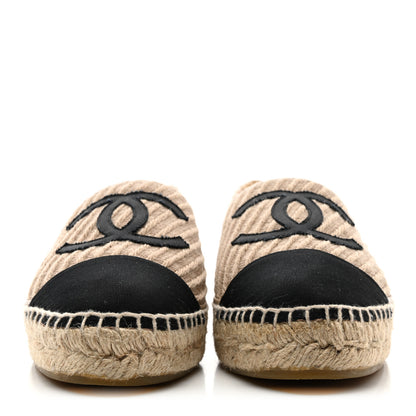 Chanel Tweed Grosgrain CC Espadrilles 39 Beige Black 2 of 12