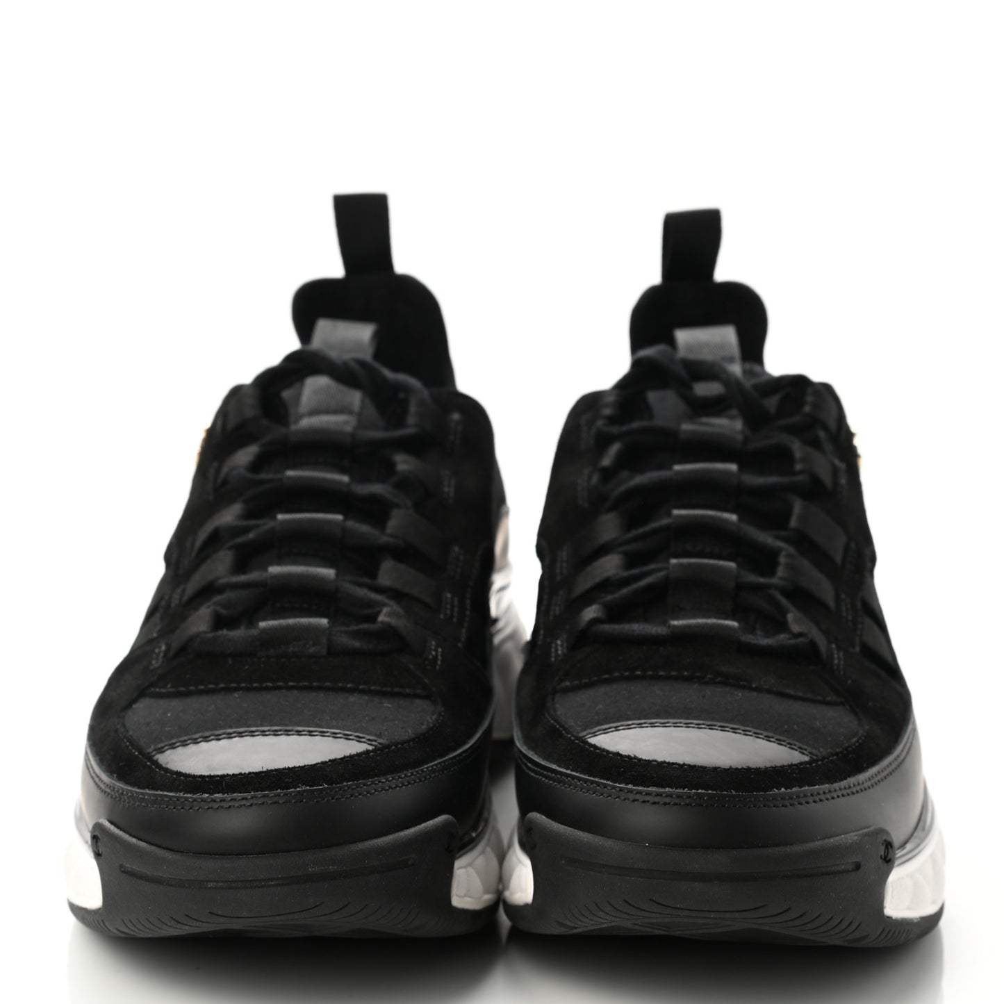 Fabric Calfskin Suede CC Sneakers 41 Black