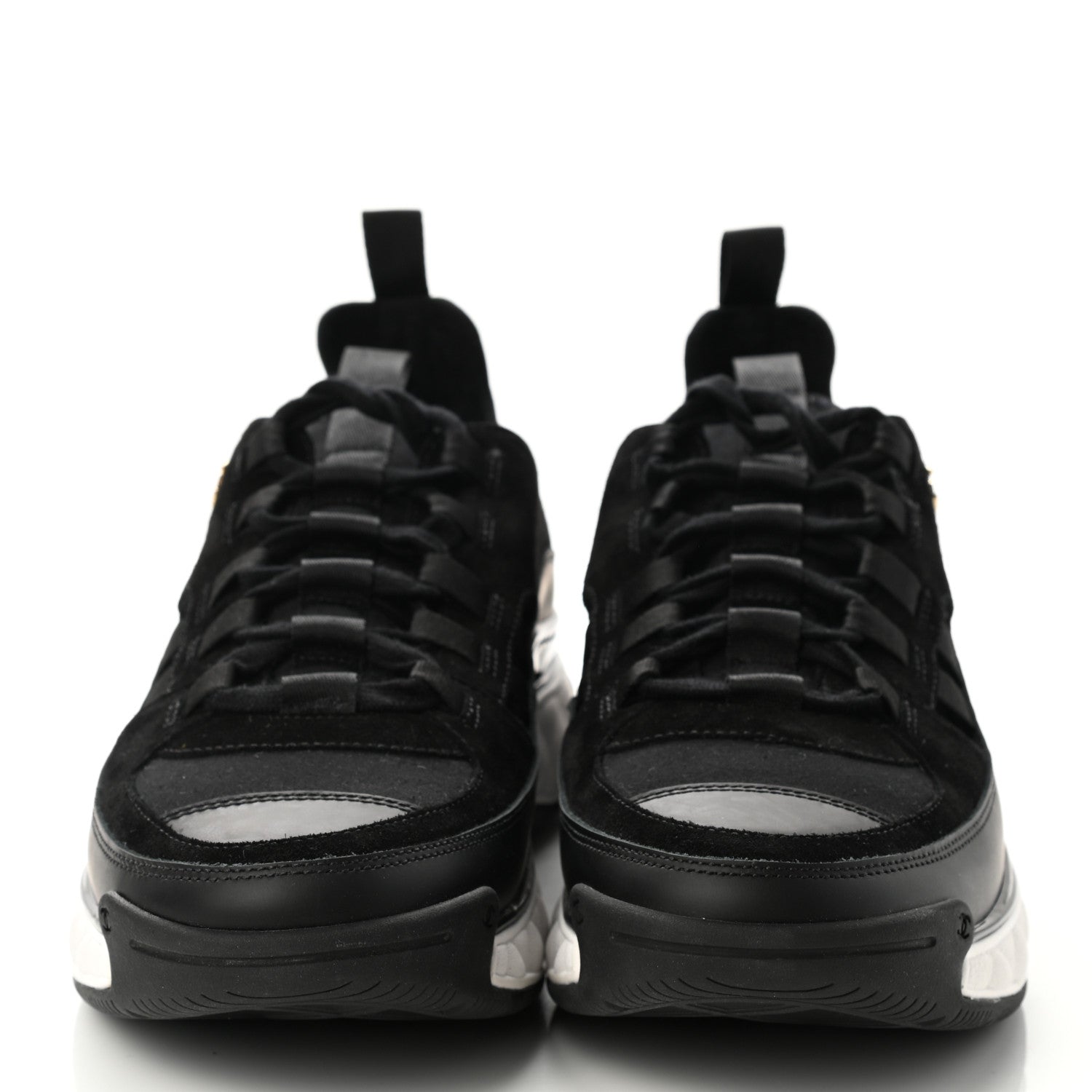 Chanel Fabric Calfskin Suede CC Sneakers 41 Black 2 of 9