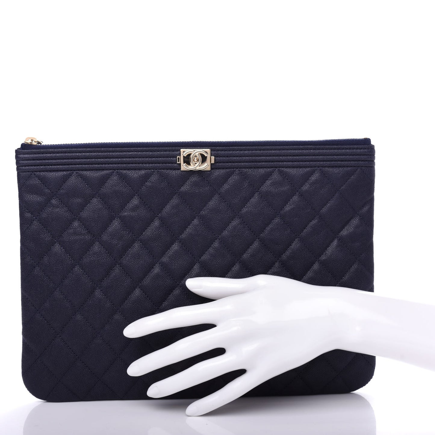 Caviar Quilted Medium Boy Cosmetic Case Navy