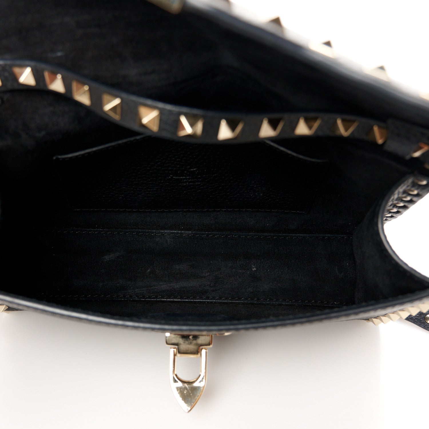 Valentino Garavani Pebbled Calfskin Medium Rockstud Flip Lock Crossbody Bag Black 5 of 10