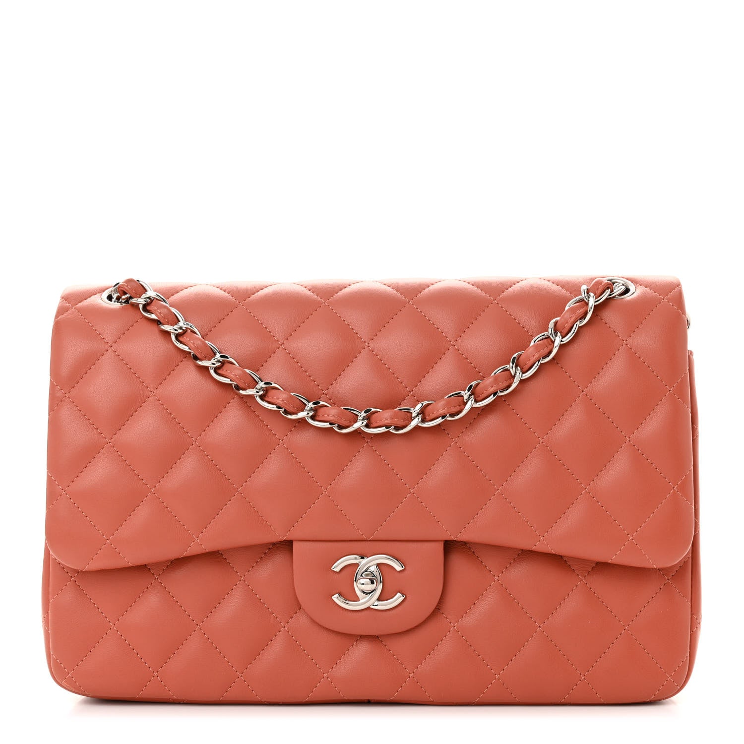 Chanel Lambskin Quilted Jumbo Double Flap Orange 1 of 11
