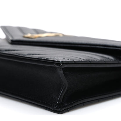 Saint Laurent Lambskin Matelasse Chevron Monogram Envelope Chain Wallet Black 10 of 11