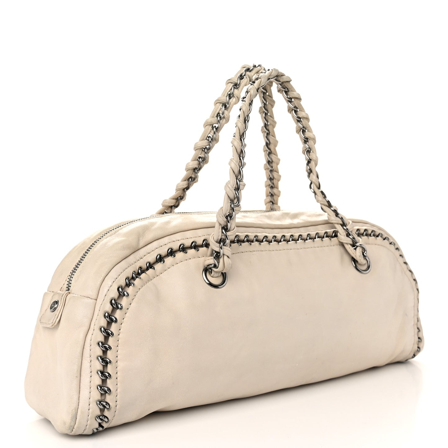 Goatskin Medium Luxe Ligne Bowler Beige