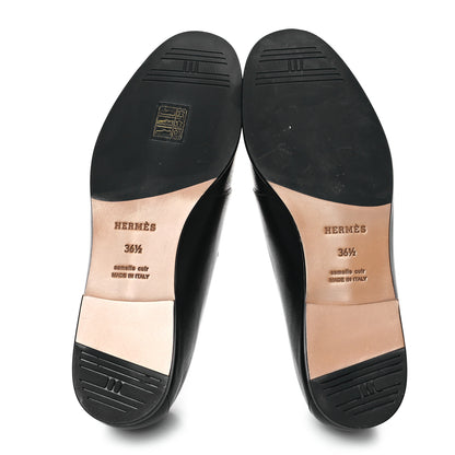 Hermes Goatskin Womens Ancora Moccasin Loafers 36.5 Black 6 of 10