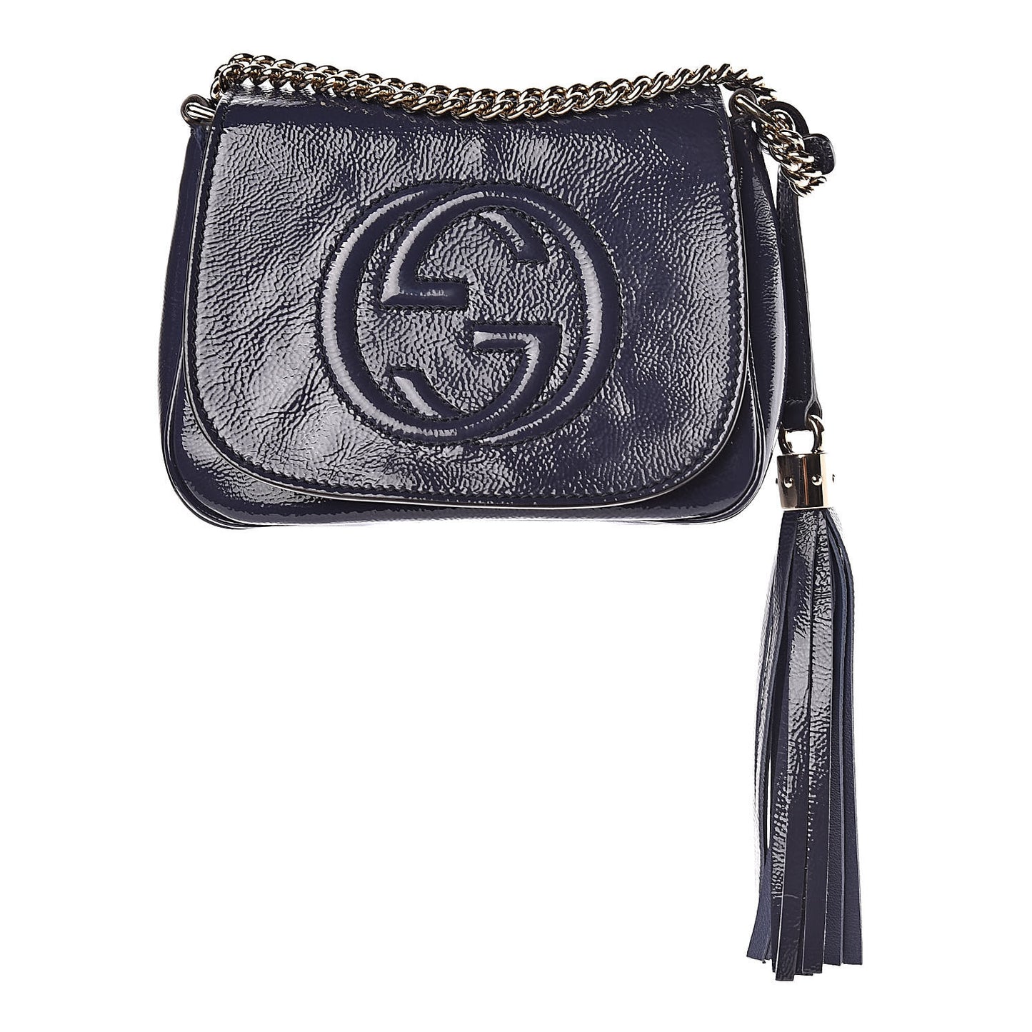Vernice Naplack Small Soho Flap Crossbody Uniform Blue
