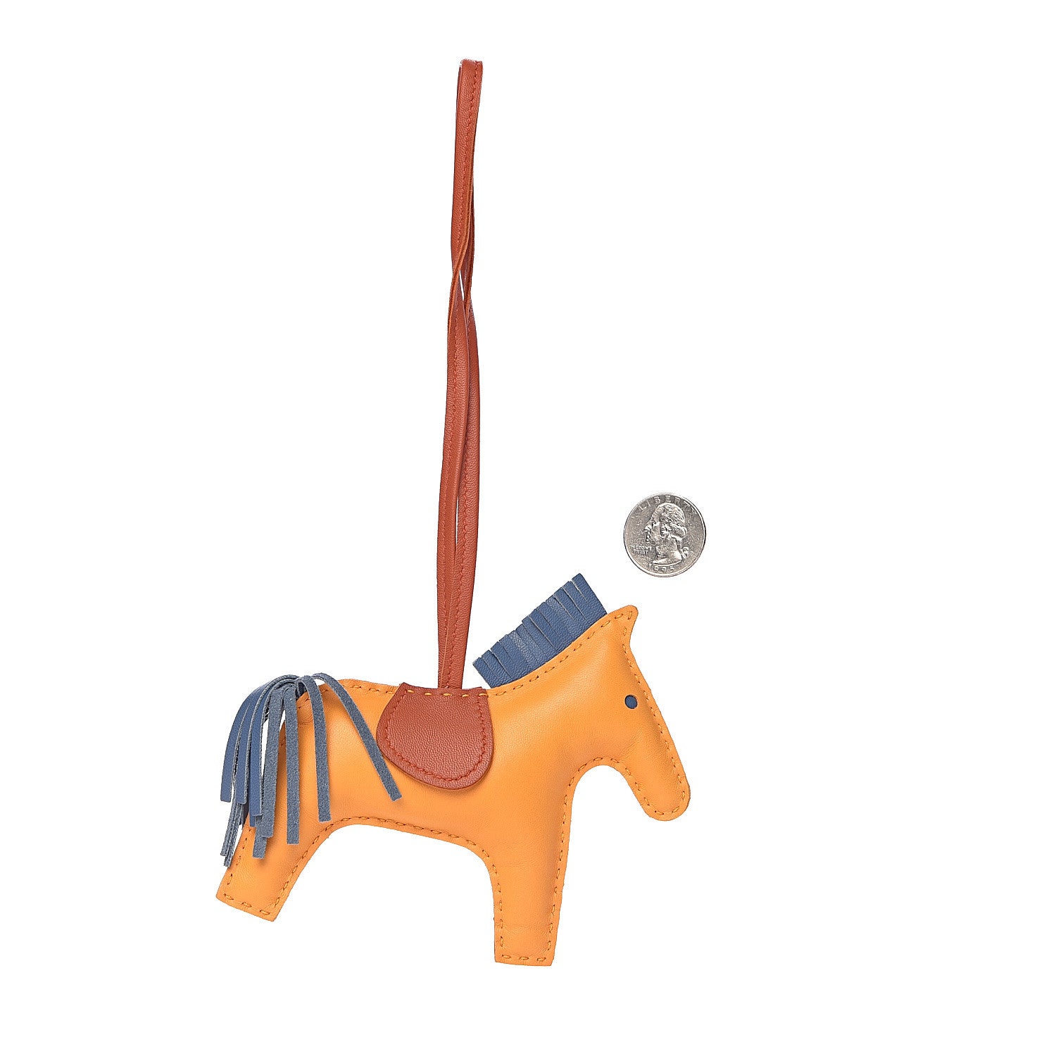 Hermes Milo Lambskin Grigri Rodeo Horse Bag Charm MM Jaune D'Or Bleu Agate Cornaline 2 of 5