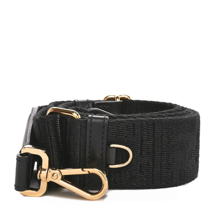 Fendi Jacquard Ribbon Vitello King FF Bi-Color Intreccio Adjustable Strap You Black 1 of 4