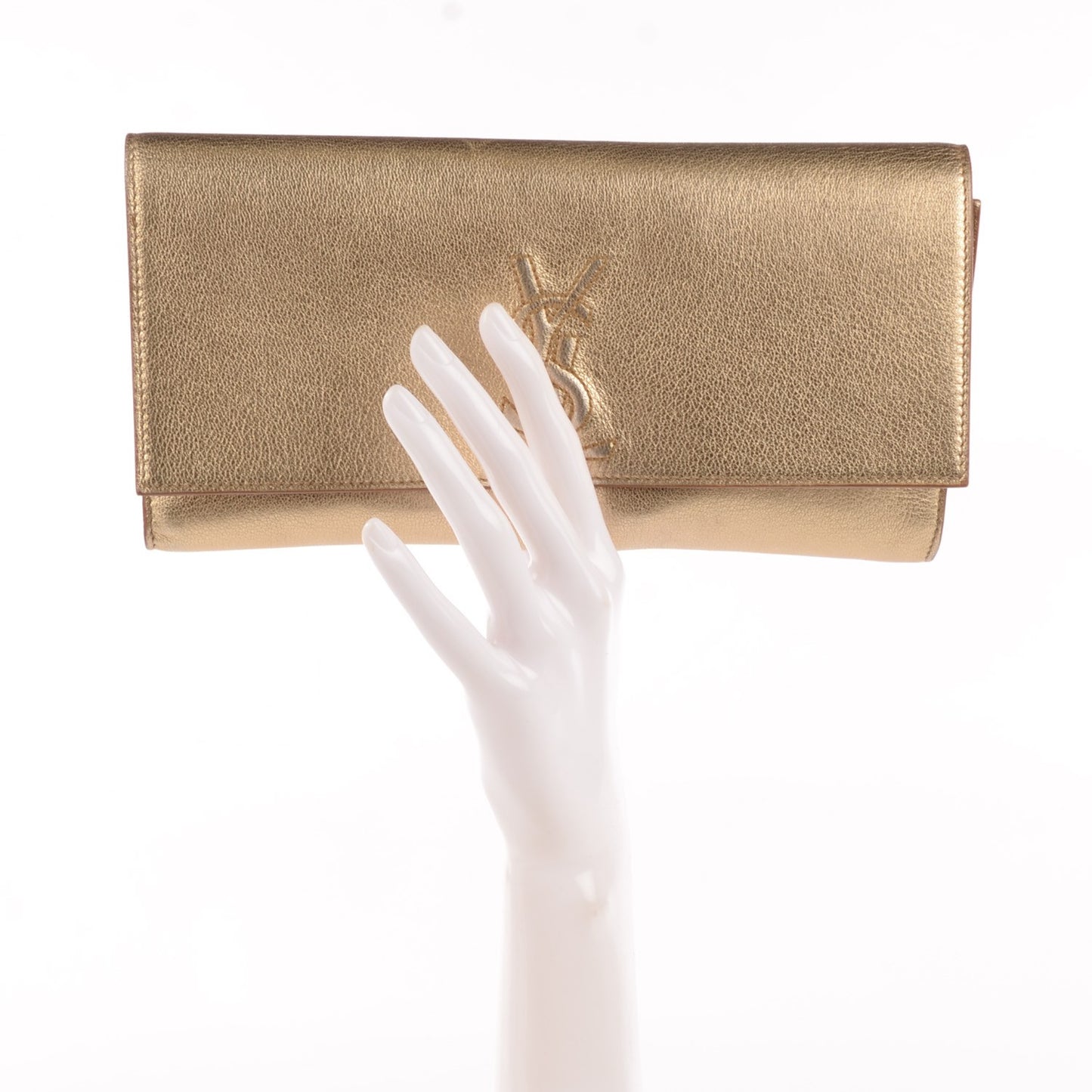 Metallic Goatskin Small Belle De Jour Clutch Gold