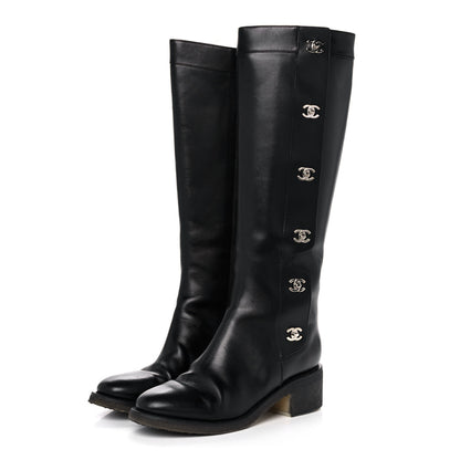 Chanel Calfskin CC Turnlock High Boots 40 Black 3 of 8