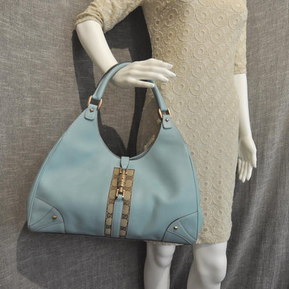Gucci Leather Monogram Web Bardot Turquoise 2 of 10