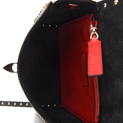 Valentino Garavani Pebbled Calfskin Rockstud Flip Lock Flap Messenger Black 5 of 9