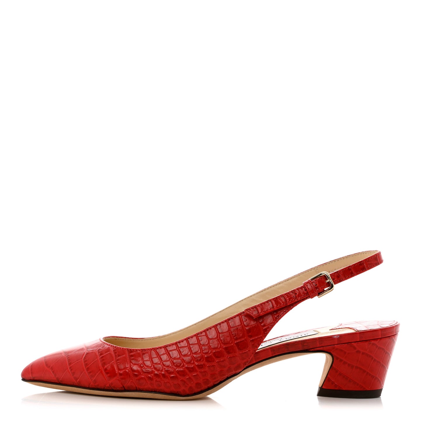 Calfskin Crocodile Embossed Slingback Gemma Pumps 35.5 Red
